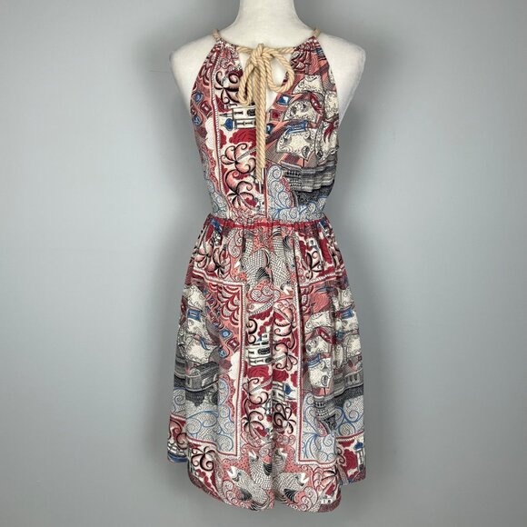 Anthropologie Floreat Womens Castle Lake Silk Dress Halter Rope Tie size Small - Picture 6 of 12